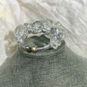 Crystal Bengal Cuff Made Using Non Tarnishing Wire & Silver Plated Bead Caps.